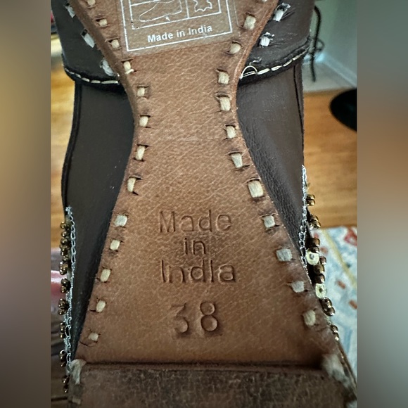 vintage Ilse Jacobsen gold silver brown beaded sequin India bridal flats 38 7 8 - Picture 3 of 4